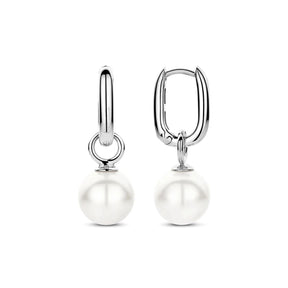 TI SENTO korvakorut, hopeaa ja valkoiset helmet, 7848WP