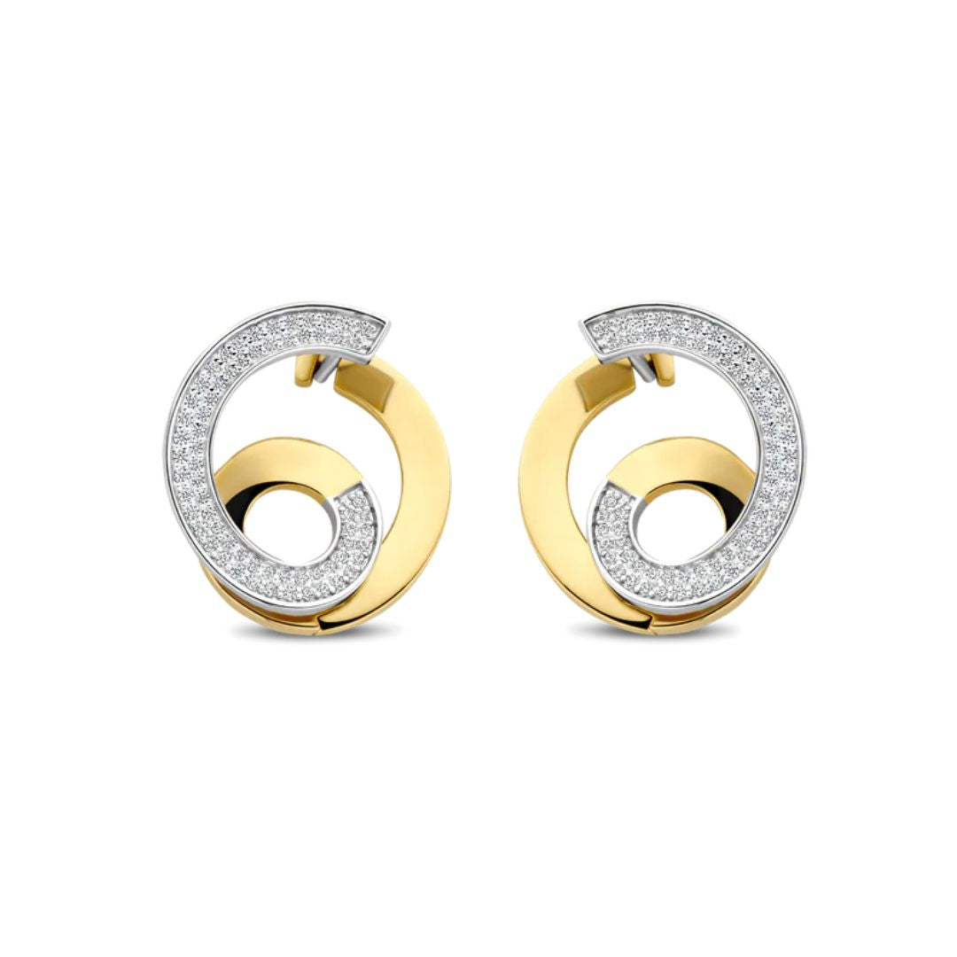 TI SENTO korvakorut, keltakullattua hopeaa ja kristallit, 78040ZY