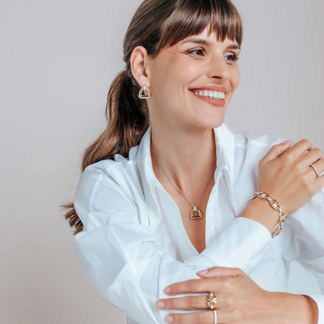 TI SENTO korvakorut, keltakullattua hopeaa ja zirkonit, 78034ZY