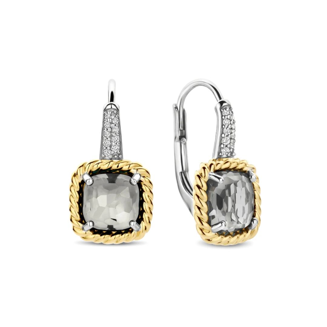 TI SENTO korvakorut, keltakullattua hopeaa, kristallit ja zirkonit, 78042GG