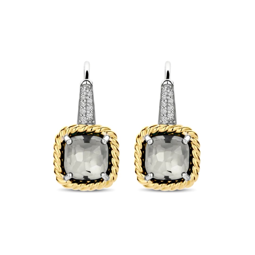 TI SENTO korvakorut, keltakullattua hopeaa, kristallit ja zirkonit, 78042GG