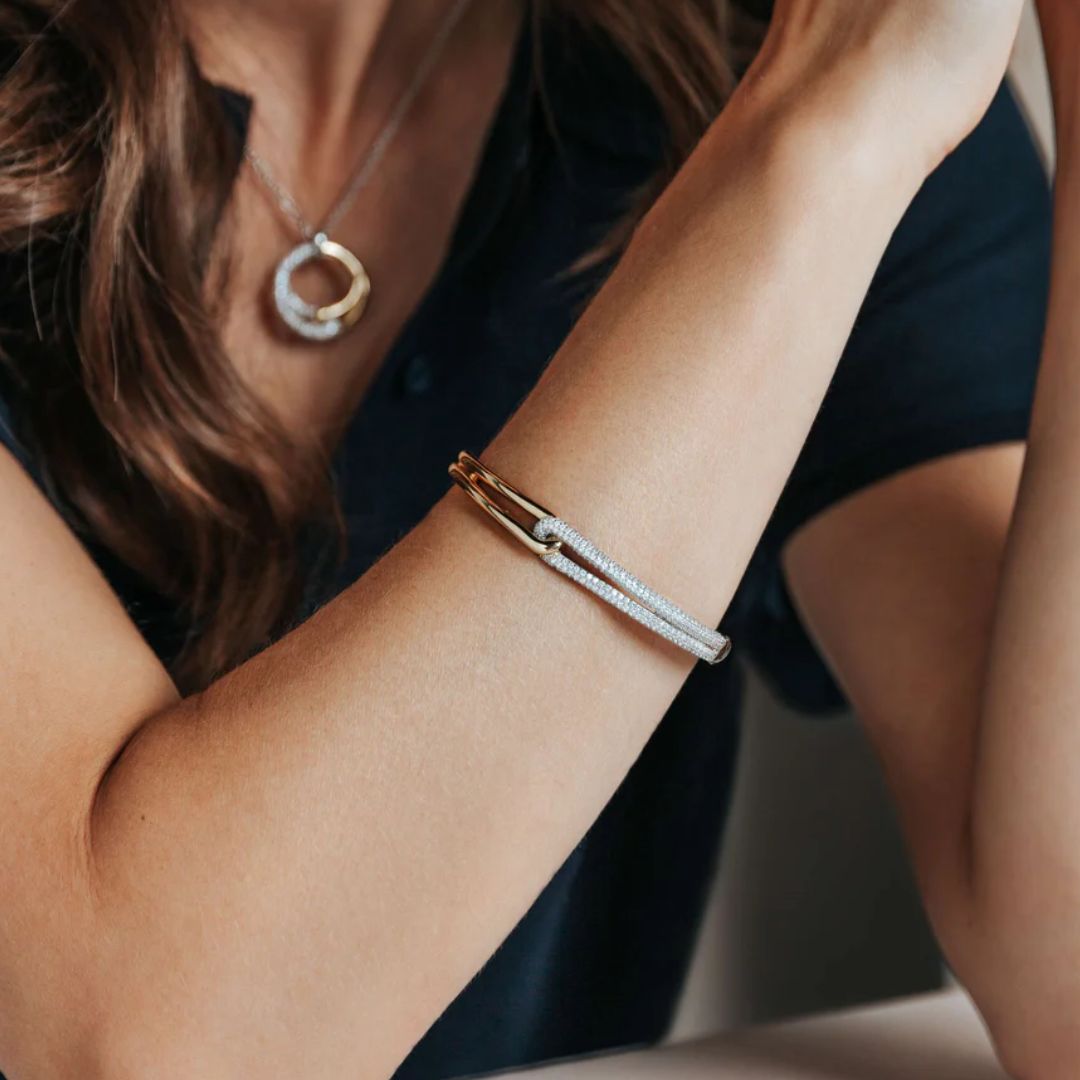 TI SENTO rannerengas, keltakullattua hopeaa ja zirkonit, 23085ZY