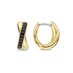 TI SENTO rengaskorvakorut, keltakullattua hopeaa ja zirkonit, 7667BY