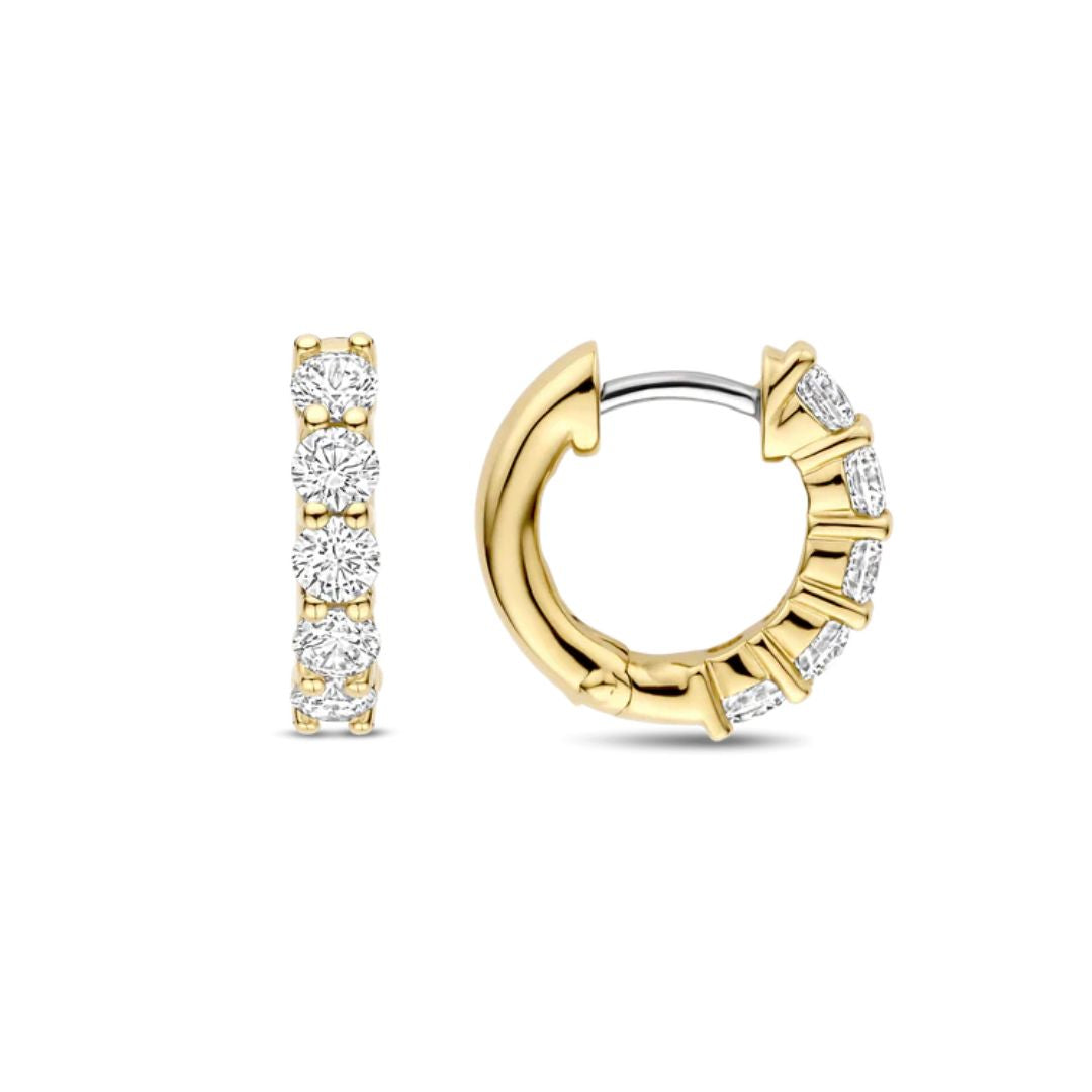 TI SENTO rengaskorvakorut, keltakullattua hopeaa ja zirkonit, 7718ZY