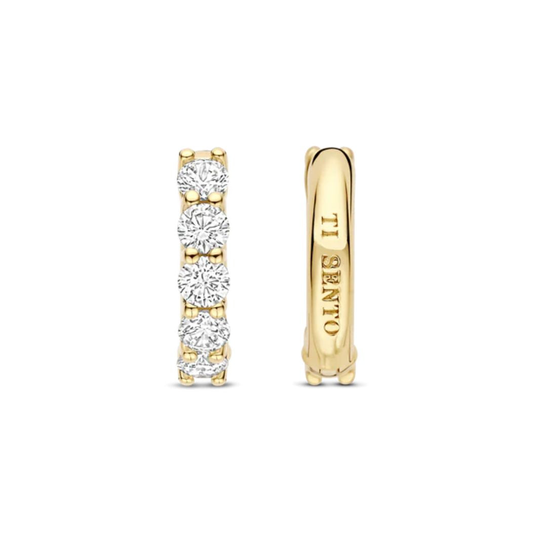 TI SENTO rengaskorvakorut, keltakullattua hopeaa ja zirkonit, 7718ZY