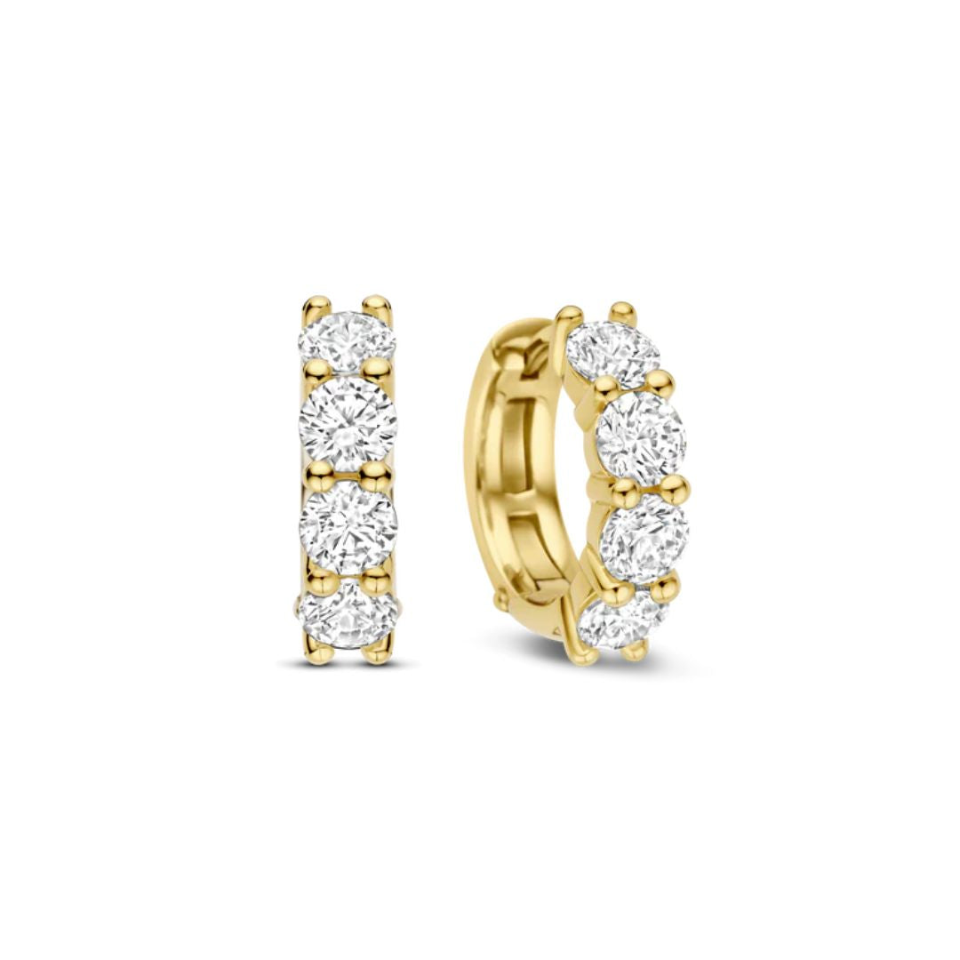 TI SENTO rengaskorvakorut, keltakullattua hopeaa ja zirkonit, 78023ZY