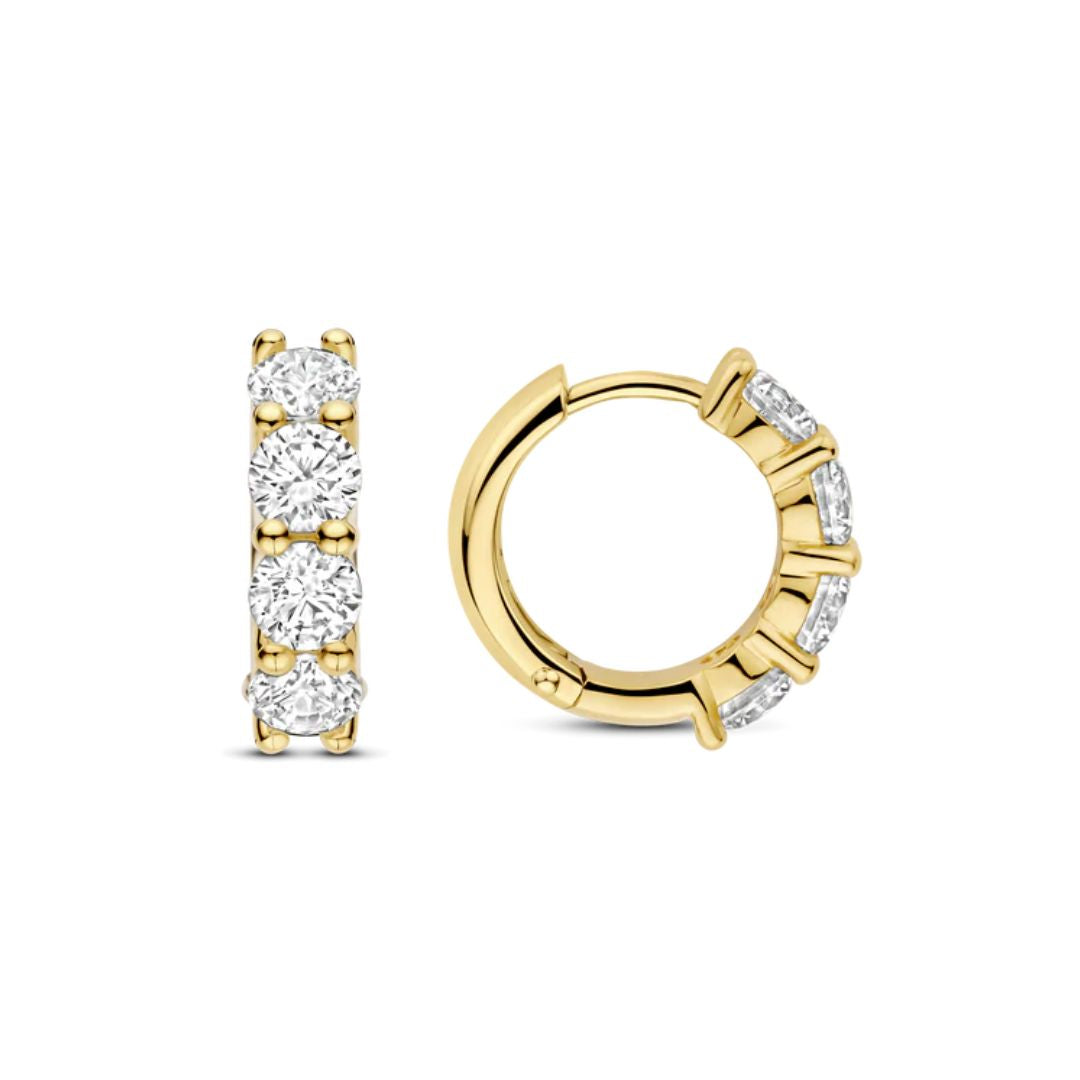 TI SENTO rengaskorvakorut, keltakullattua hopeaa ja zirkonit, 78023ZY