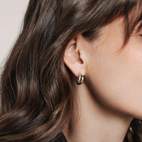 TI SENTO rengaskorvakorut, keltakullattua hopeaa ja zirkonit, 78035ZY