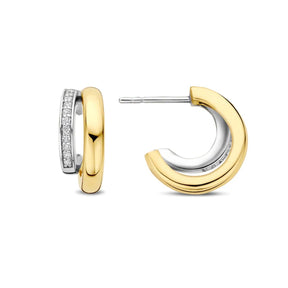 TI SENTO rengaskorvakorut, keltakullattua hopeaa ja zirkonit, 78035ZY