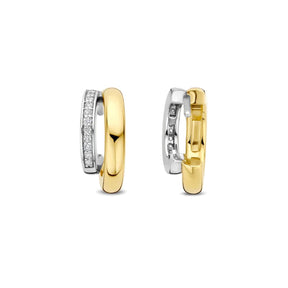 TI SENTO rengaskorvakorut, keltakullattua hopeaa ja zirkonit, 78035ZY