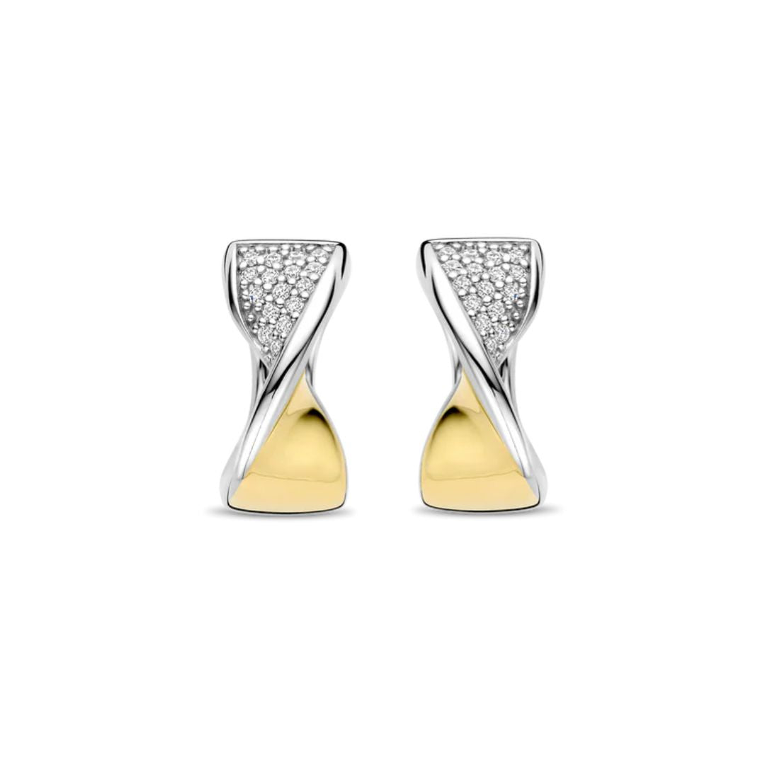 TI SENTO rengaskorvakorut, keltakullattua hopeaa ja zirkonit, 78036ZY