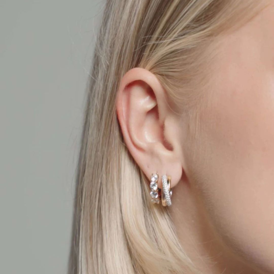 TI SENTO rengaskorvakorut, keltakullattua ja ruusukullattua hopeaa zirkoneilla, 78012ZT