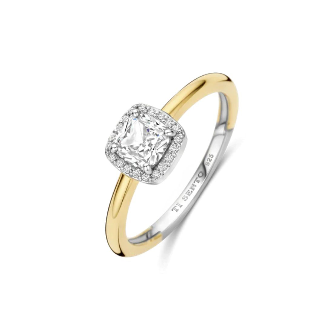 TI SENTO sormus, keltakullattua hopeaa ja zirkonit, 12388ZY