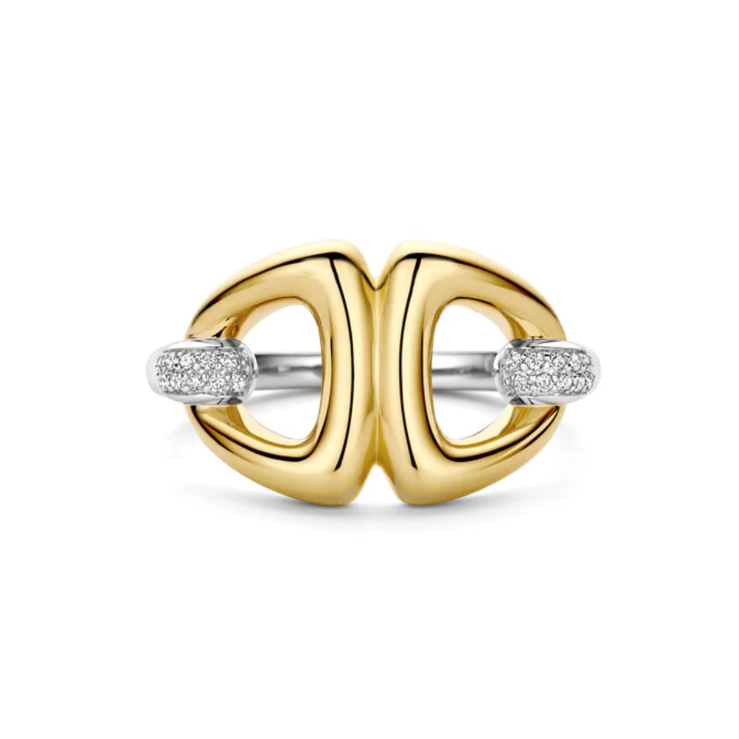 TI SENTO sormus, keltakullattua hopeaa ja zirkonit, 12391ZY