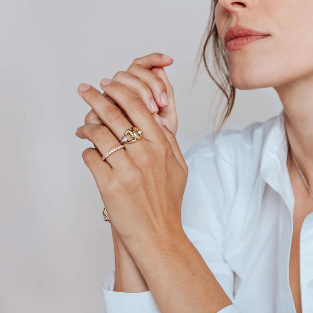 TI SENTO sormus, keltakullattua hopeaa ja zirkonit, 12391ZY