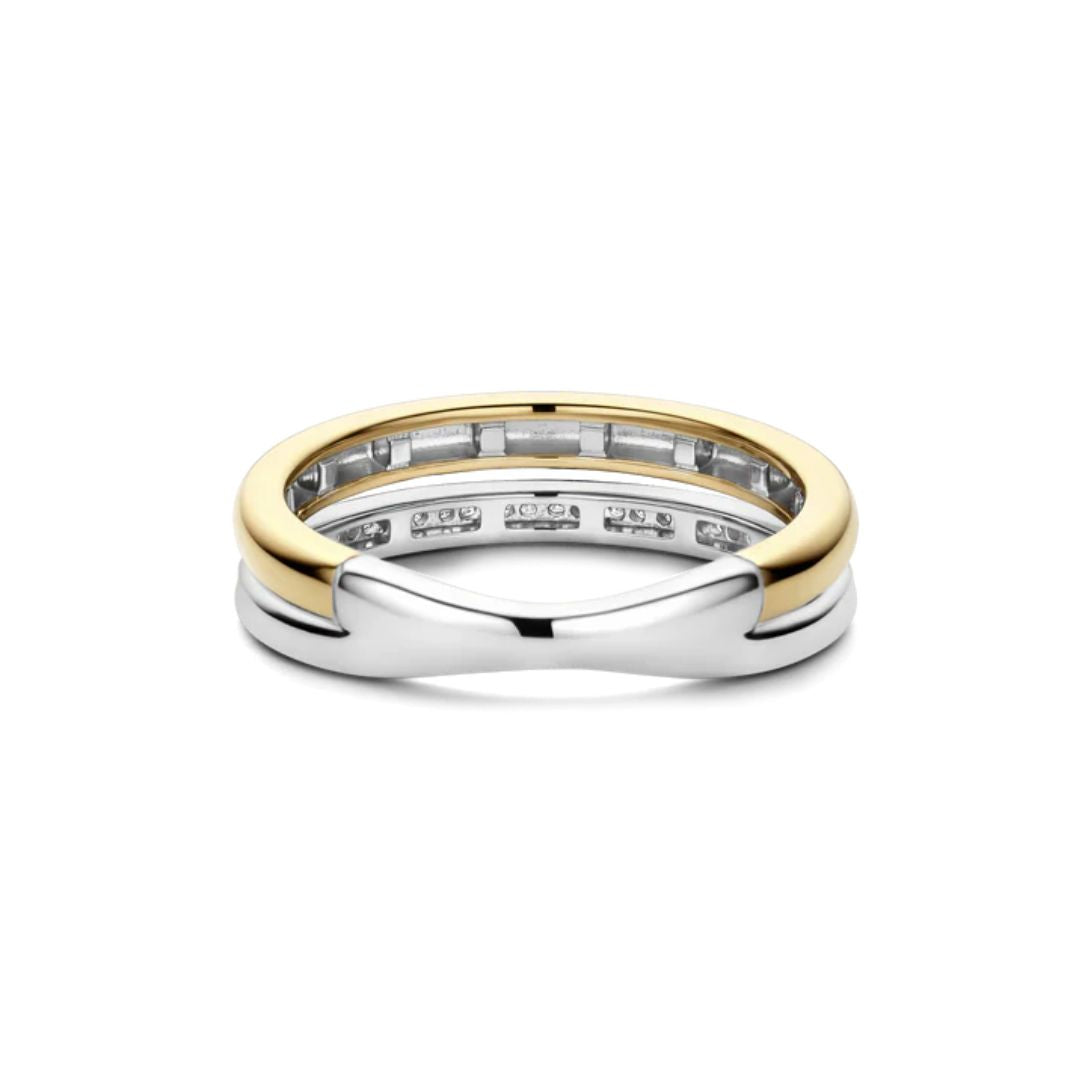 TI SENTO sormus, keltakullattua hopeaa ja zirkonit, 12392ZY