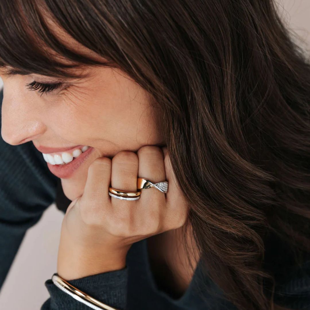 TI SENTO sormus, keltakullattua hopeaa ja zirkonit, 12393ZY