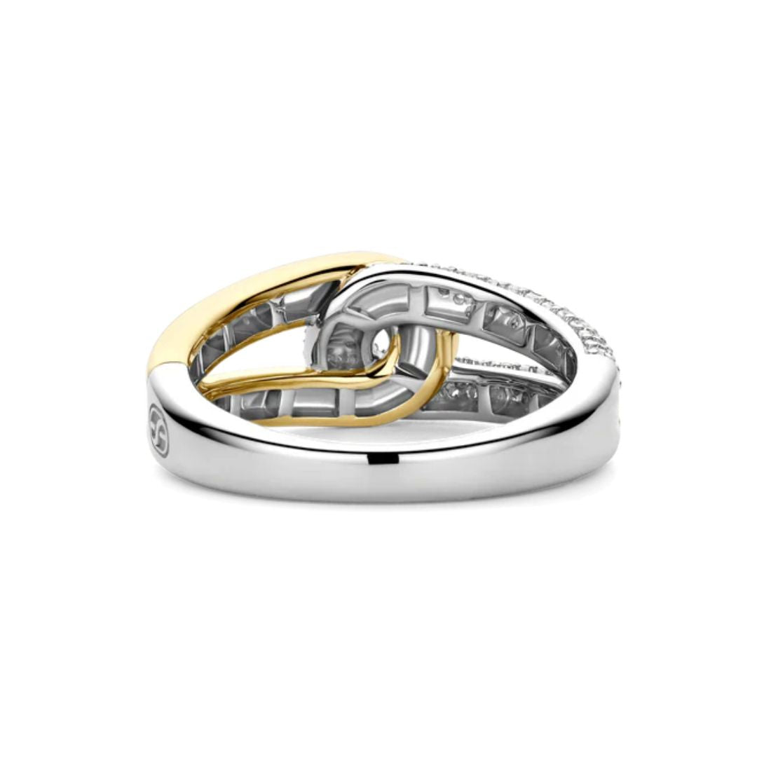 TI SENTO sormus, keltakullattua hopeaa ja zirkonit, 12394ZY