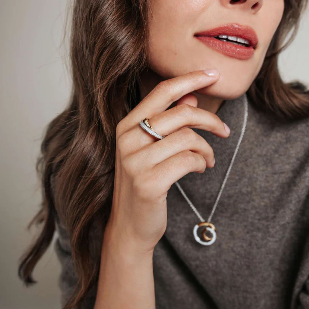 TI SENTO sormus, keltakullattua hopeaa ja zirkonit, 12395ZY