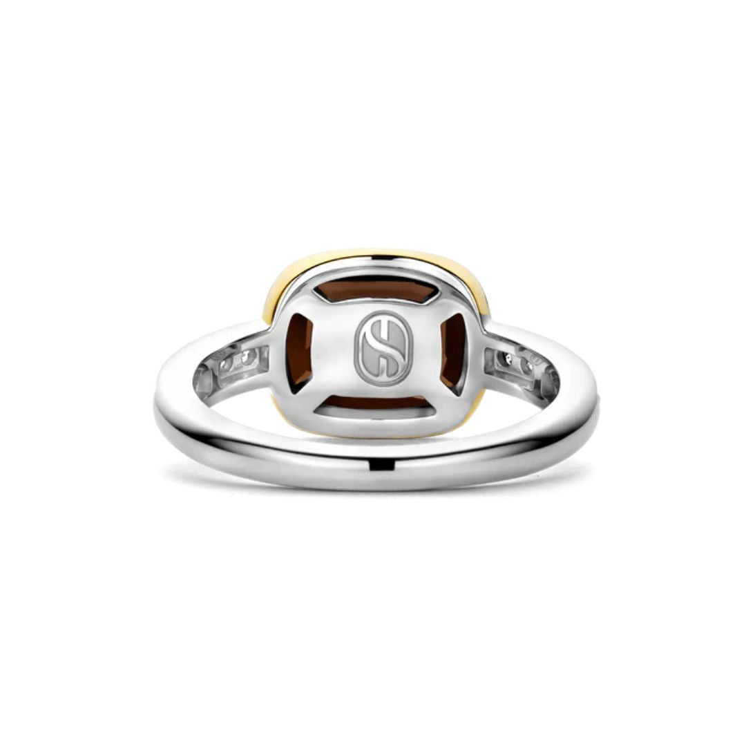 TI SENTO sormus, keltakullattua hopeaa, kristalli ja zirkonit, 12398SQ