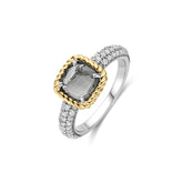 TI SENTO sormus, keltakullattua hopeaa, kristalli ja zirkonit, 12399GG