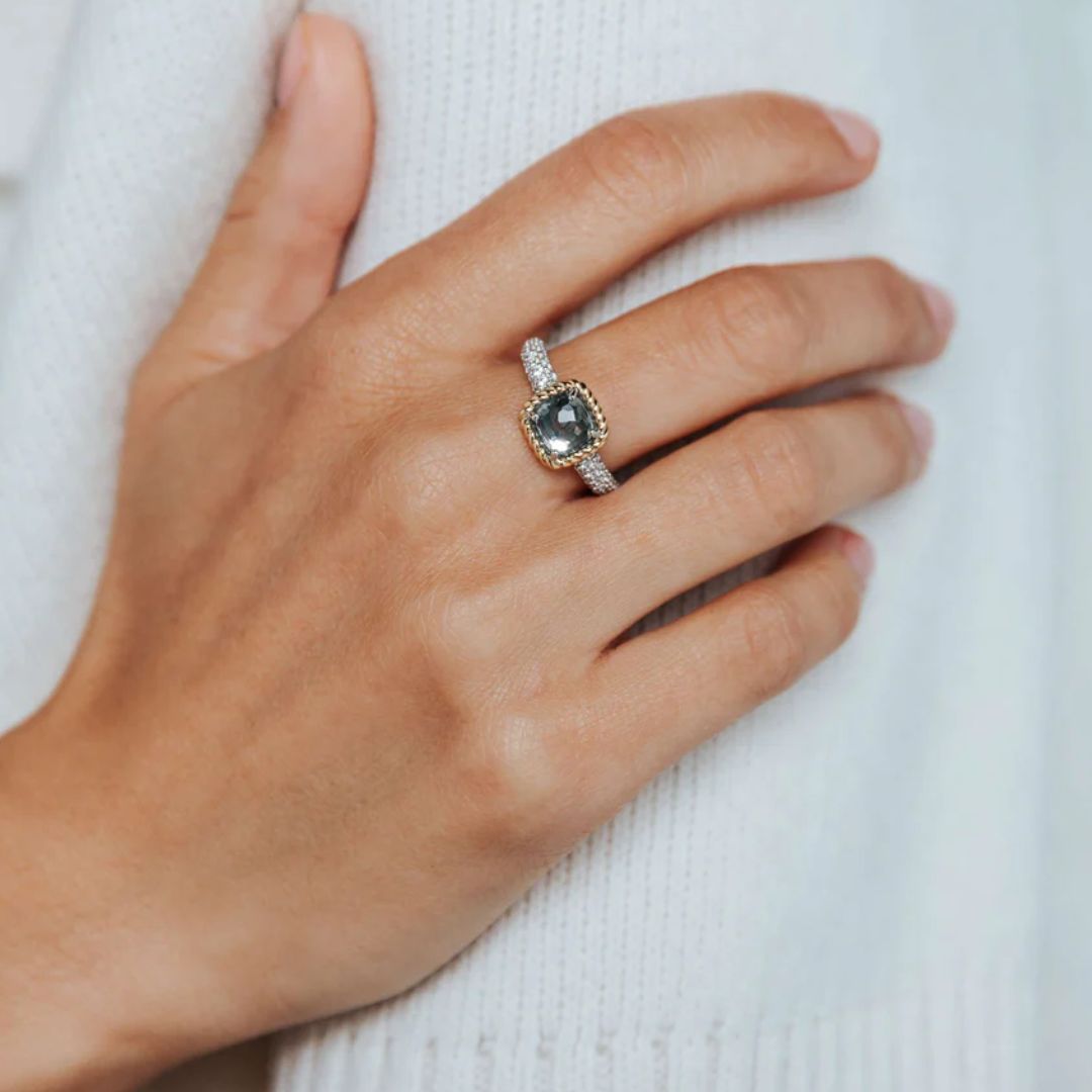 TI SENTO sormus, keltakullattua hopeaa, kristalli ja zirkonit, 12399GG