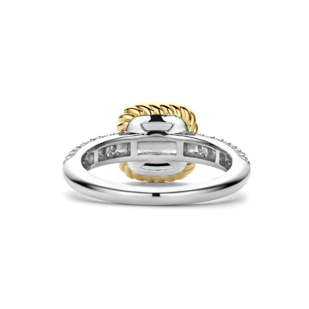 TI SENTO sormus, keltakullattua hopeaa, kristalli ja zirkonit, 12399GG