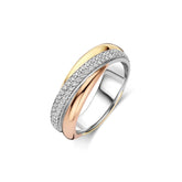 TI SENTO sormus, keltakullattua ja ruusukullattua hopeaa zirkoneilla, 12343ZT