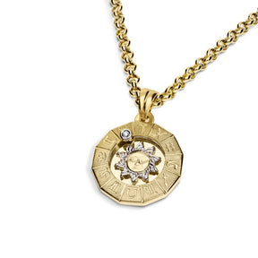 Timanttiriipus, aurinko-horoskooppi 0,02ct, keskikoko, keltakulta