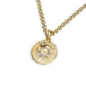 Timanttiriipus, aurinko-horoskooppi 0,07ct, pieni, keltakulta