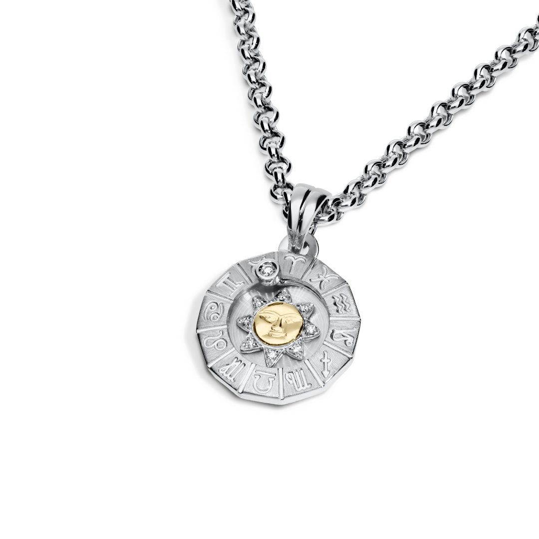 Timanttiriipus, aurinko-horoskooppi 0,07ct, pieni, valkokulta