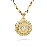 Timanttiriipus, aurinko-horoskooppi 0,14ct, iso, keltakulta