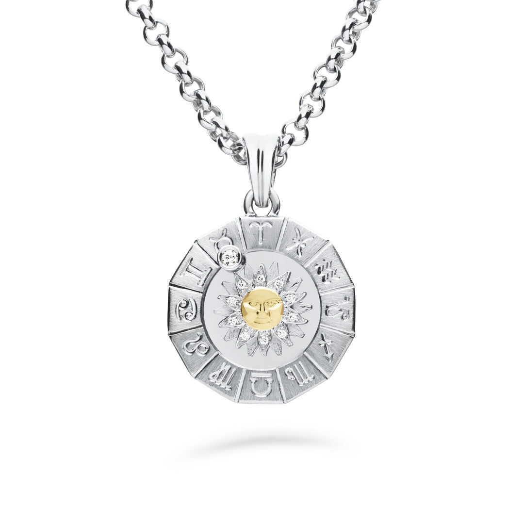 Timanttiriipus, aurinko-horoskooppi 0,14ct, iso, valkokulta