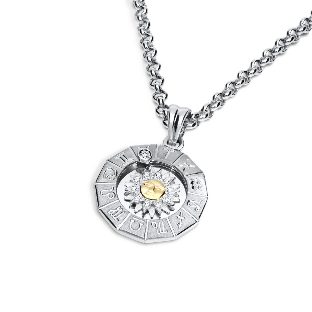 Timanttiriipus, aurinko-horoskooppi 0,14ct, iso, valkokulta