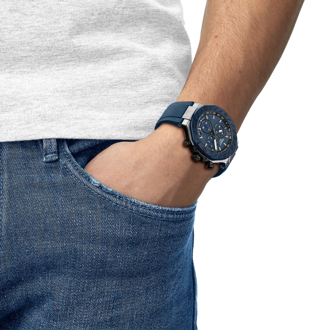 Tissot T-Race Chronograph, 45 mm, T1414172704100 rannekello, sininen