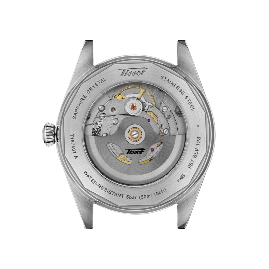 Tissot Visodate Powermatic 80, 39 mm, T1574071104100 rannekello, läpinäkyvä takakansi