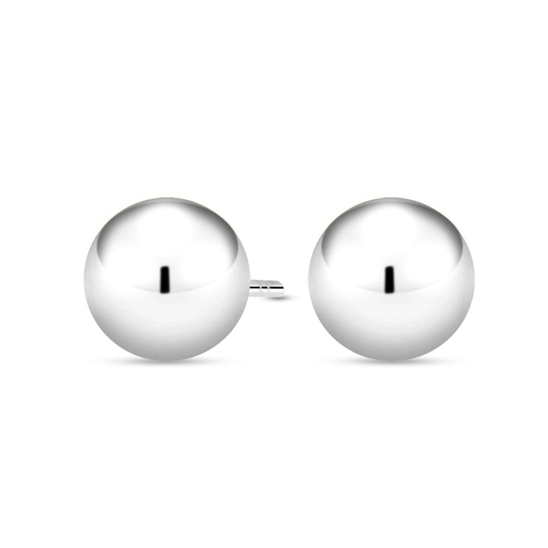 Valkokultaiset pallokorvakorut, 6mm pallo, 14K valkokulta