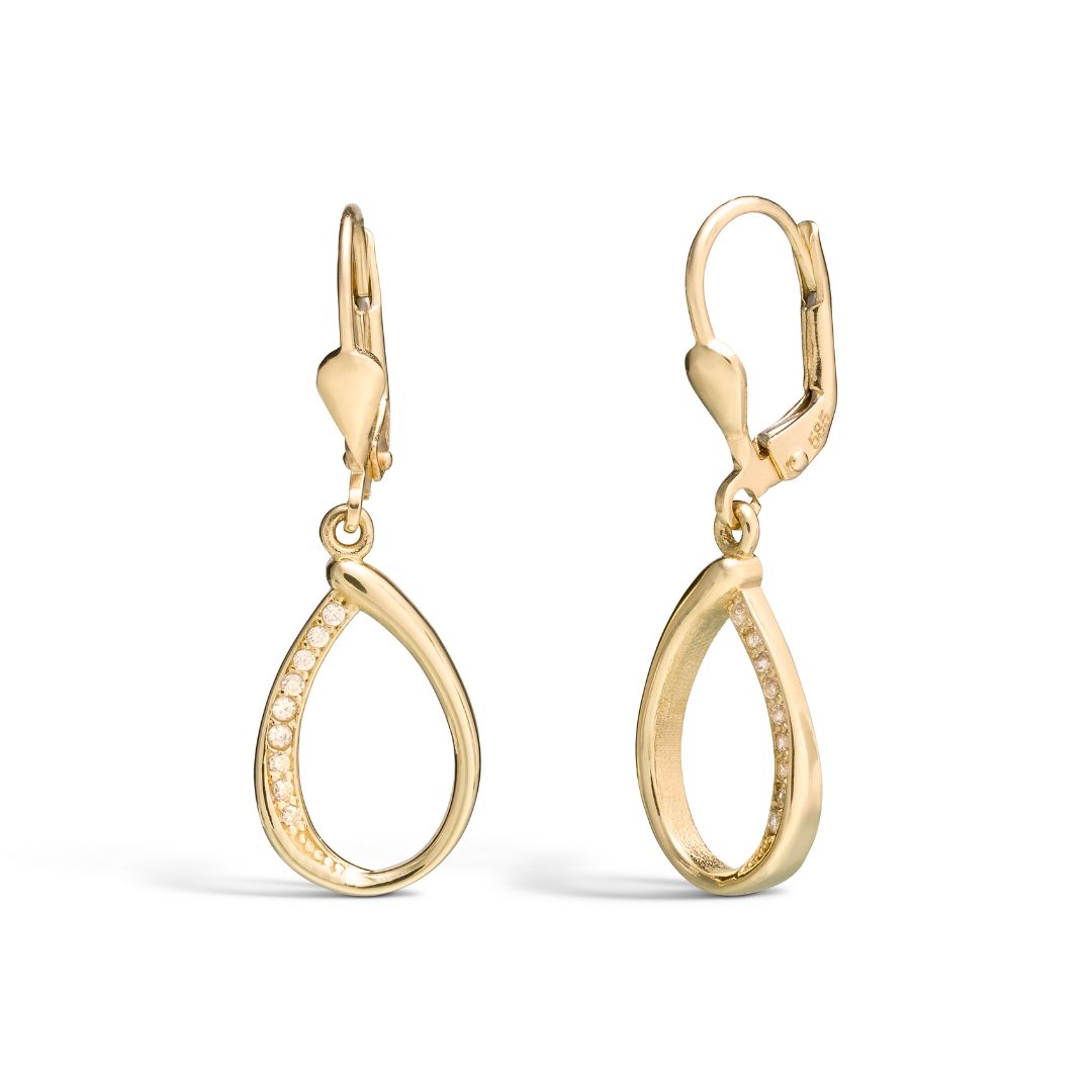 Vittoria pisarakorvakorut zirkoneilla, keltakultaa