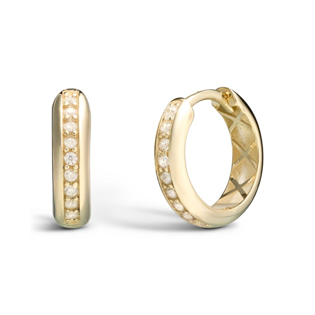 Vittoria rengaskorvakorut, 14,7 mm, keltakultaa ja zirkonit