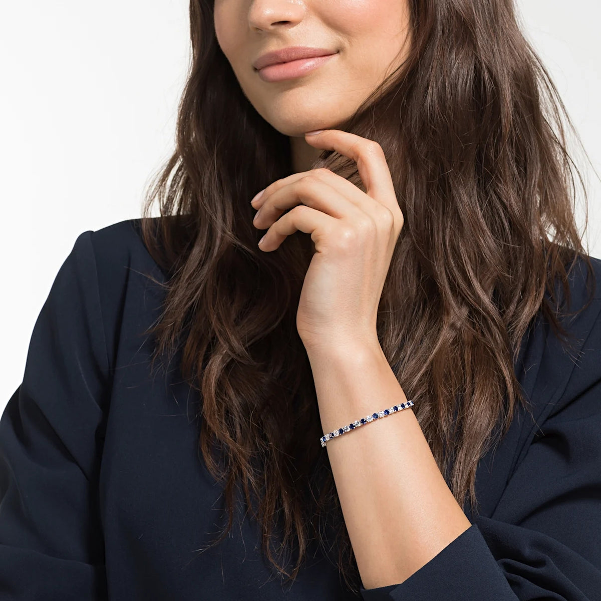 Swarovski Tennis Deluxe kristallirannekoru, tummansininen - Swarovski - Laatukoru