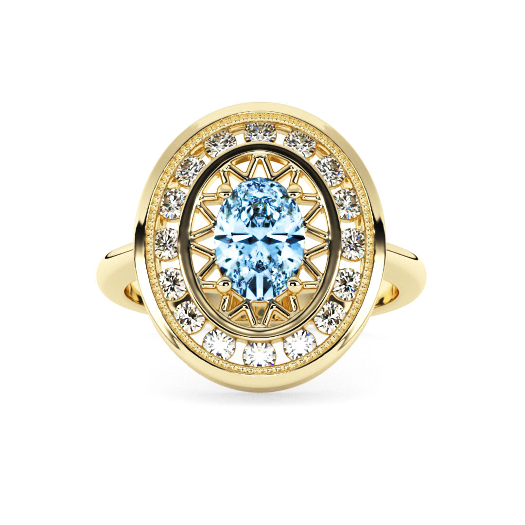 Silván Armi Carmosier Diamond Ring with 0,32ct Diamonds and Sapphire, Yellow Gold, Silván Engagement Rings