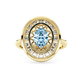 Silván Carmosier diamond ring with 0,32ct sapphire, 14K yellow gold, Silván wedding rings