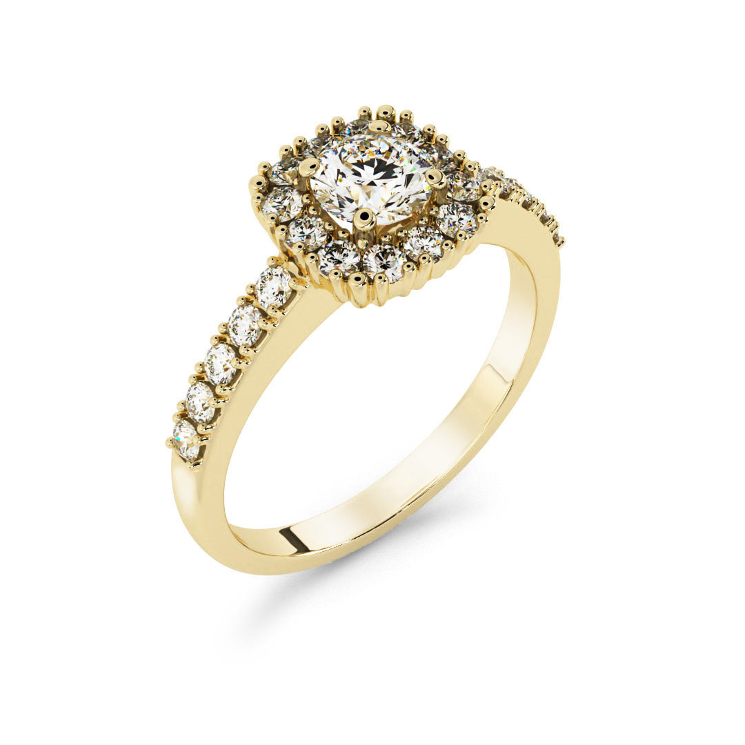 Silván Rosalie halo ring 0,84ct, 14K yellow gold, Silván wedding rings