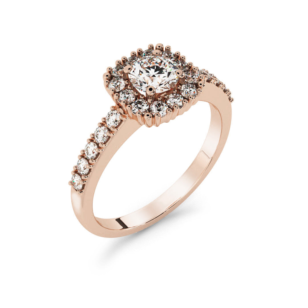 Silván Rosalie halo ring 0,84ct, 14K rose gold, Silván wedding rings