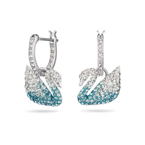 Swarovski Iconic Swan -korvakorut sinisillä kristalleilla