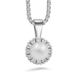 Silván timanttiriipus 0,24ct aidolla 5,5-6mm makeanveden helmellä, 14K valkokultaa, Silván timanttikorut - Silván - Laatukoru