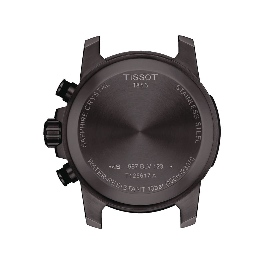 TISSOT Orologio Uomo Supersport Chrono – Cassa 45,5mm In Acciaio PVD Nero, Quadrante, Vetro Zaffiro, Cinturino In Pelle Marrone, T125.617.36.051.01